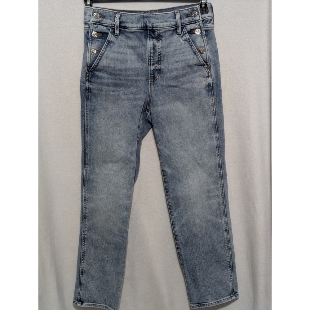 Express Conscious Edit High Rise Ankle Jeans Light Wash Sailor Button Fly 4R